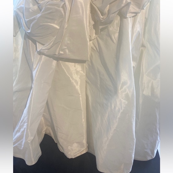 BLUE Ivory Strapless Rhinestone Rouched Taffeta Gown - Picture 6 of 11